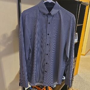 Men's Blue Striped Dress Shirt